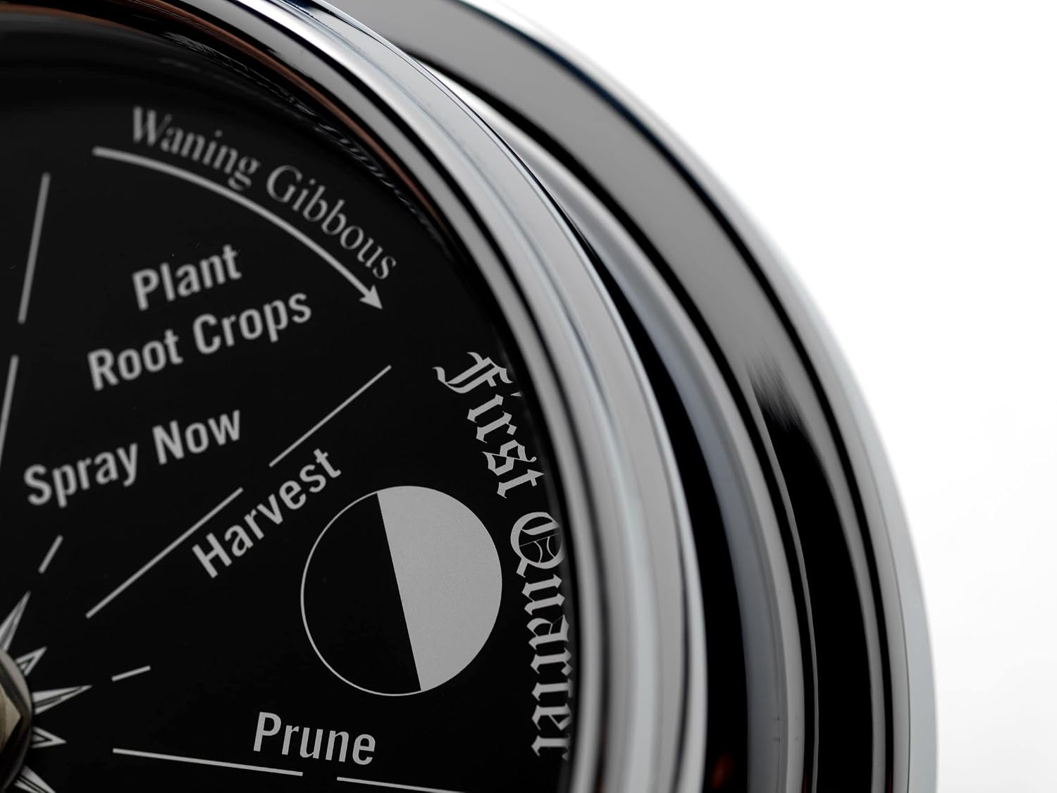 Prestige Chrome Moon Gardening Clock - Lunar Harmony Guide with Moon Clocks -Essential Gardening Tool for Biodynamic & Organic Gardening - Get The Best Results and Transform Your Garden