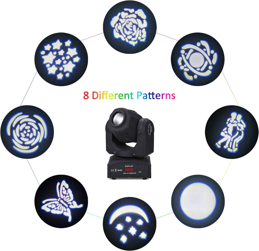 Lixada Moving Head Light 90W Stage Light DMX512 Auto-Run Sound-Activated Control Spotlight 9/11 Channel with 8 Gobos & 14 Colors for DJ Club Show Disco Party Bar Dance Wedding Lighting