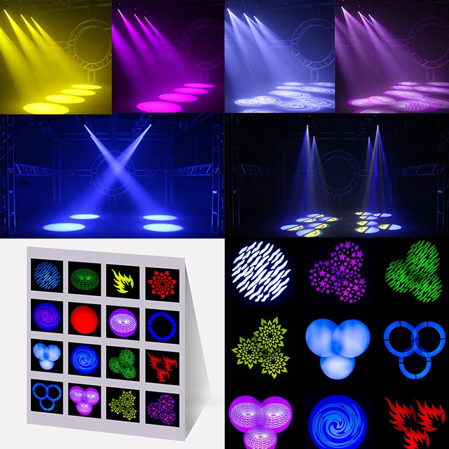 SHEHDS Moving Head Light LED 80W Spotlights with 8 Colors 8 Gobos DJ Lights 3-Facet Rotatable Prism Electronic Focus Sound Activated DMX Control Stage Light for Holiday Disco Club Party Wedding