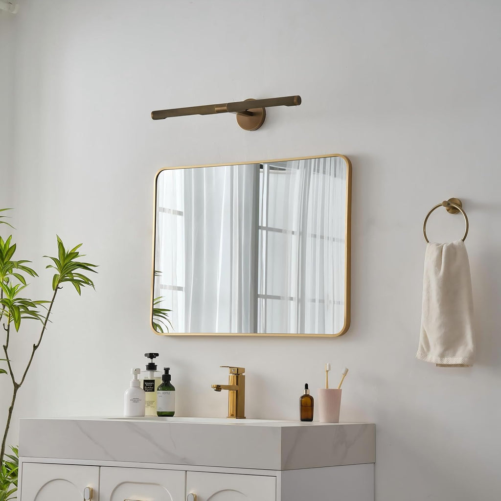 18 Inches Brass Picture Light, 360°Rotatable Decorate Wall Sconce, Vanity Lighting for Bedroom, Bathroom, Antique Brass Finished