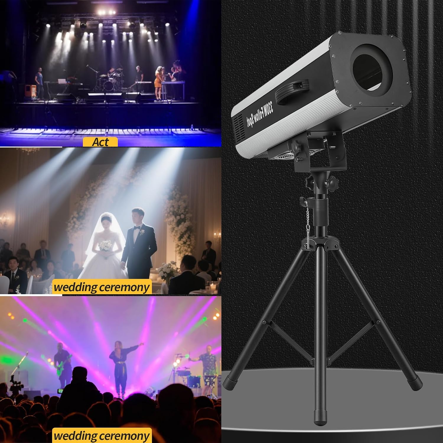330W Stage Spotlight, 6 Colors Dual Focus Stage Spotlight with Stand Manual Control Stage Light Spotlight Spotlight for Party Shows
