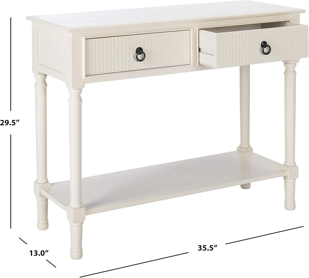 Safavieh Home Collection Haines White 2-Drawer Bottom Shelf Console Table