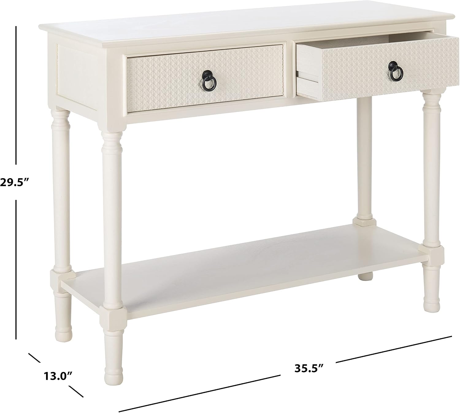 Safavieh Home Collection Haines White 2-Drawer Bottom Shelf Console Table