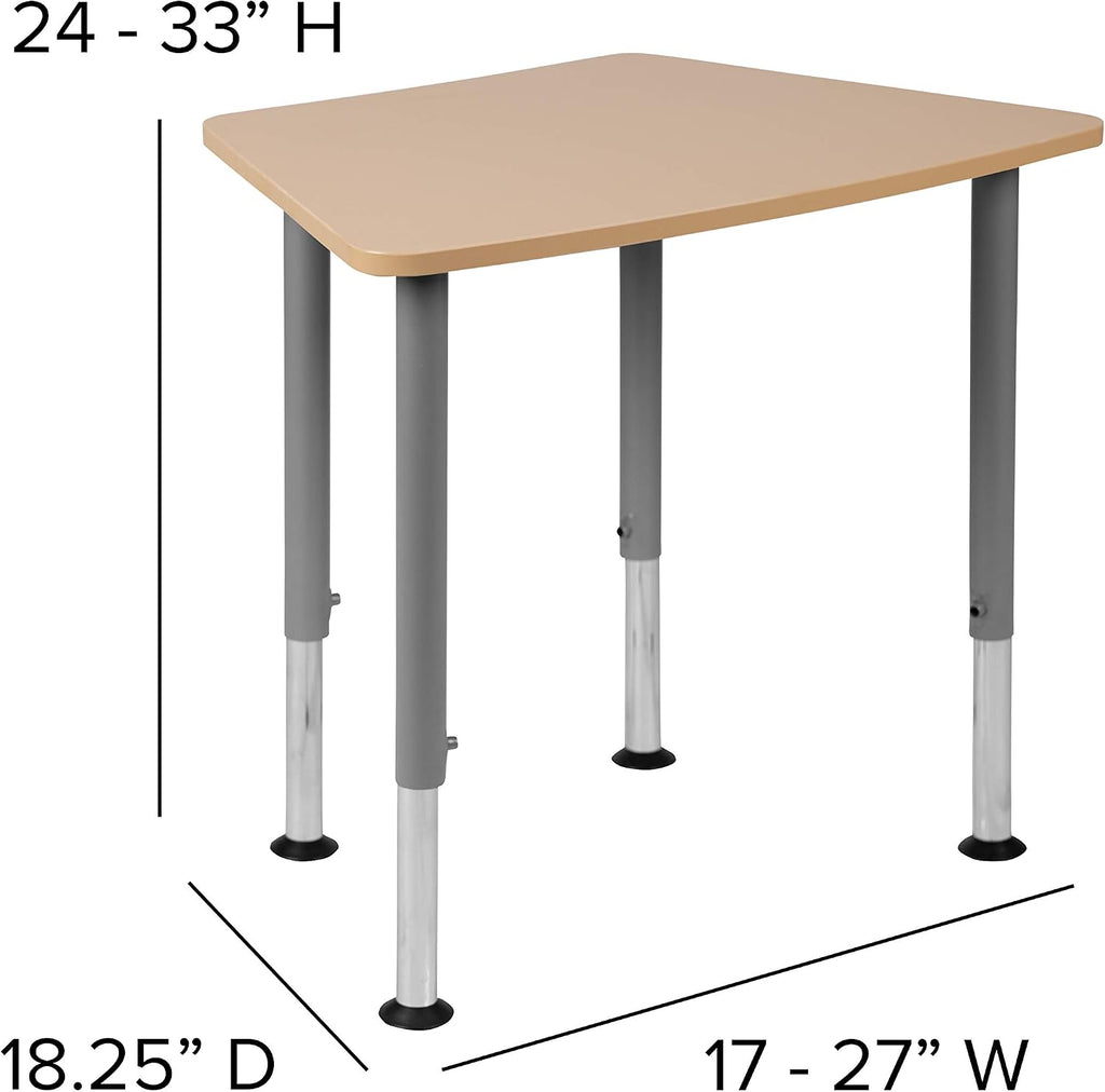 Flash Furniture Billie Hex Natural Collaborative Student Desk (Adjustable from 22.3' to 34') - Home and Classroom