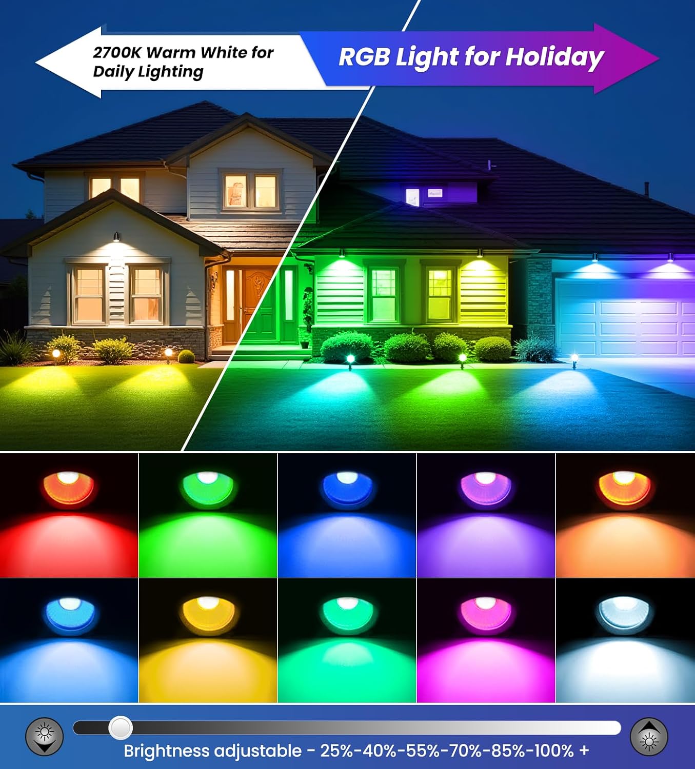 MEIKEE 15W RGBW Low Voltage Landscape Lights, 12-24V LED Landscape Lighting, Timer and Memory Dimmable Color Changing Outdoor Spotlights with Remote for Garden Path Christmas Halloween 12 Pack
