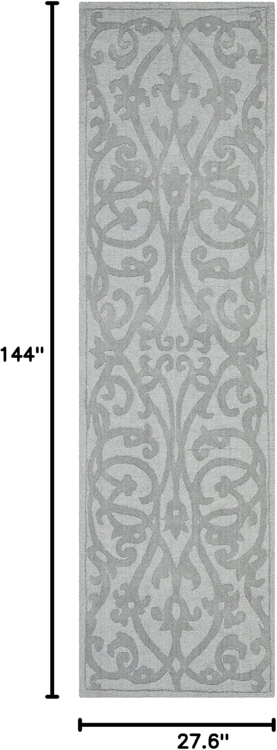 SAFAVIEH Impressions Collection Runner Rug - 2'3' x 12', Grey, Handmade Wool, Ideal for High Traffic Areas in Living Room, Bedroom (IM341B)