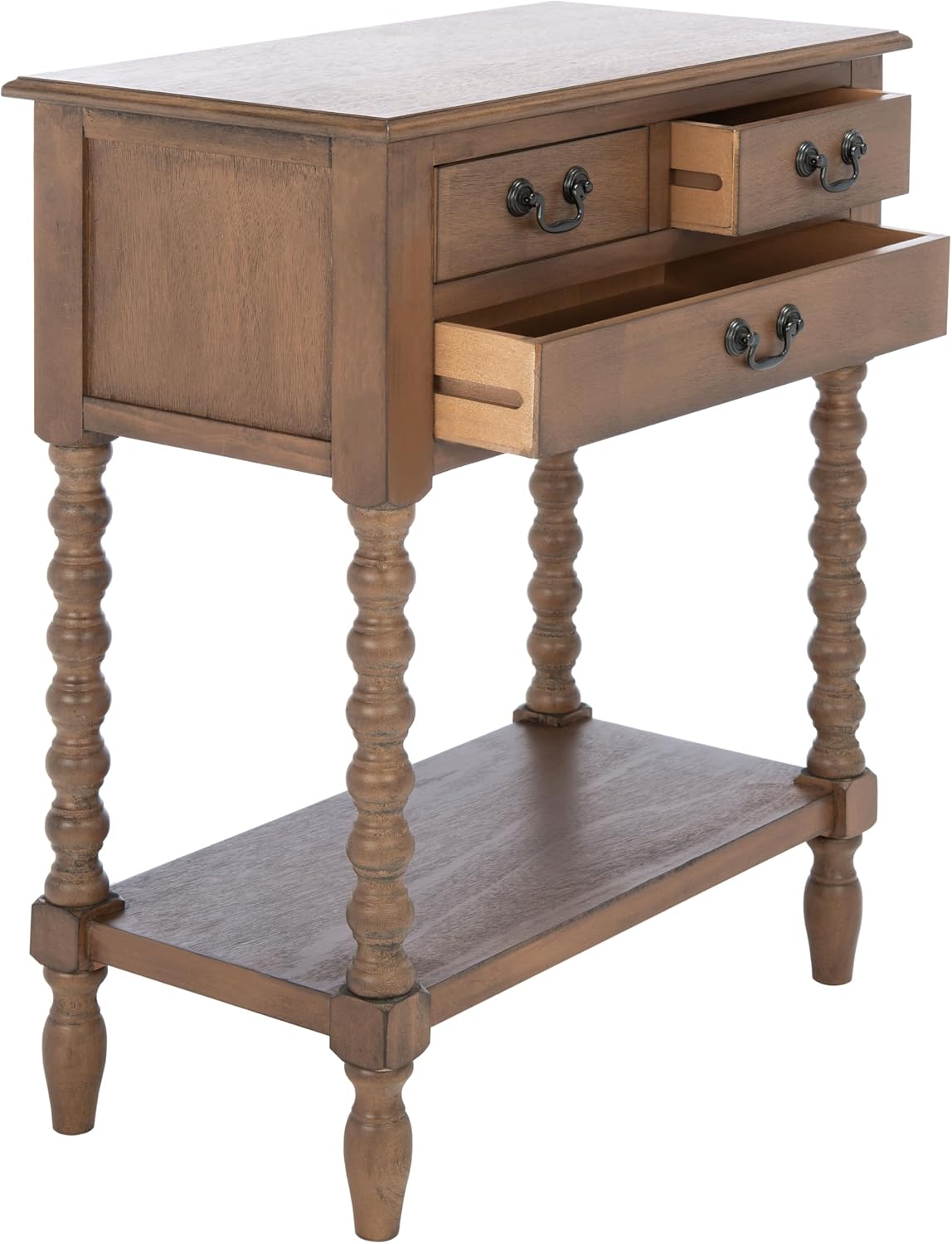 SAFAVIEH Furniture - Athena 3-Drawer Console Table - Brown - Solid Wood - Farmhouse Classic Design - Ideal for Entryway, Living Room, Hallway, 23.5' W x 13' D x 29.5' H (CNS5703C)