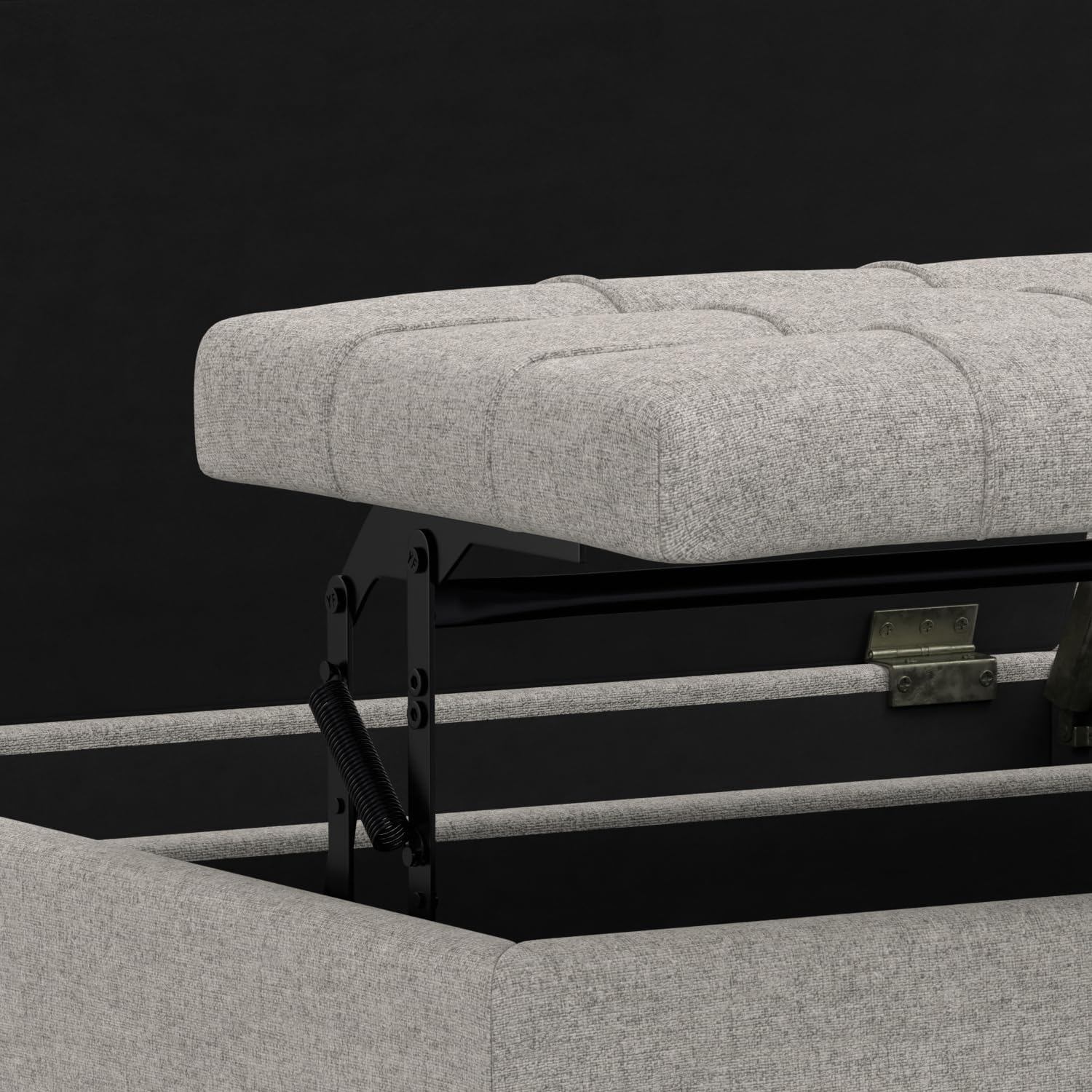 SIMPLIHOME Harrison Small Coffee Table Storage Ottoman - 30 inch Wide Upholstered Linen Look Fabric Square Lift-Top Ottoman in Cloud Grey, Transitional Ottoman for Living Room with Hidden Storage