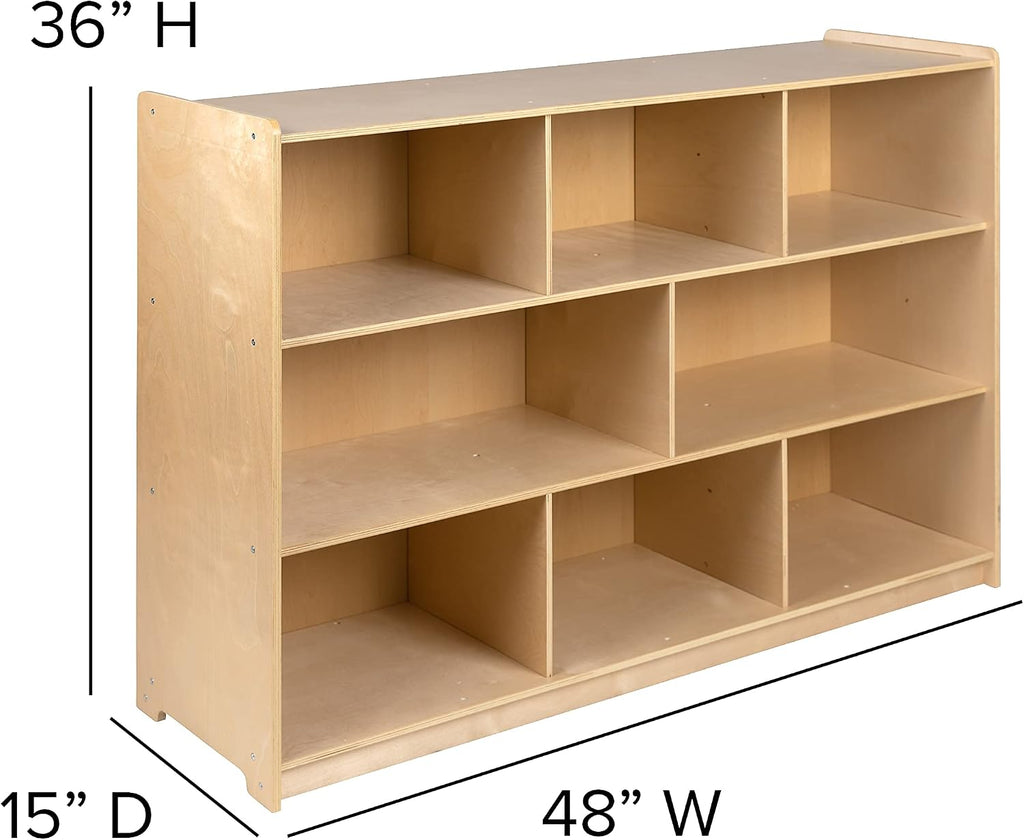 Flash Furniture Hercules Series Wooden 8-Section Classroom Storage Cabinet, School Classroom Storage Cabinet with 8 Cubbies, 36'H, Natural