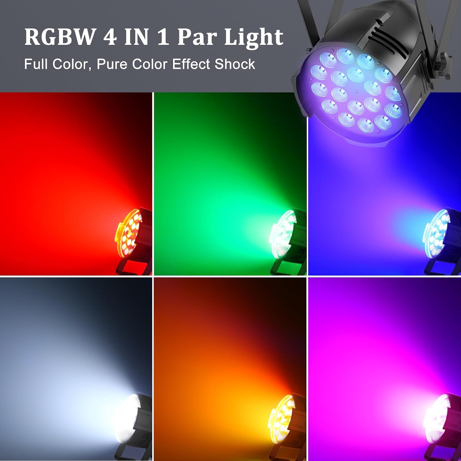 12-Pack LED Par Lights 18X10W LED R.G.B.W 4 in 1 Spotlight with DMX Sound Activated Control DJ Uplighting for Wedding,Parties