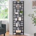 HOMISSUE Corner Shelf, 6 Tier Tall Narrow Bookshelf 76.9', Industrial Corner Bookcase with Storage for Home Office Living Room and Bedroom, Black