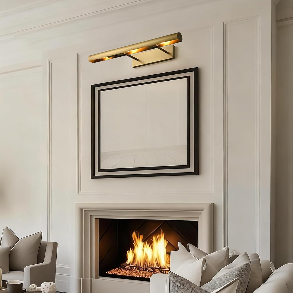 Hardwired Rotatable Brass Picture Light – Gold Wall Art Light for Paintings, Portraits & Photo Frames, Wall-Mounted LED Lighting for Artwork Display (Brushed Brass, 24 in-Picture-Light)