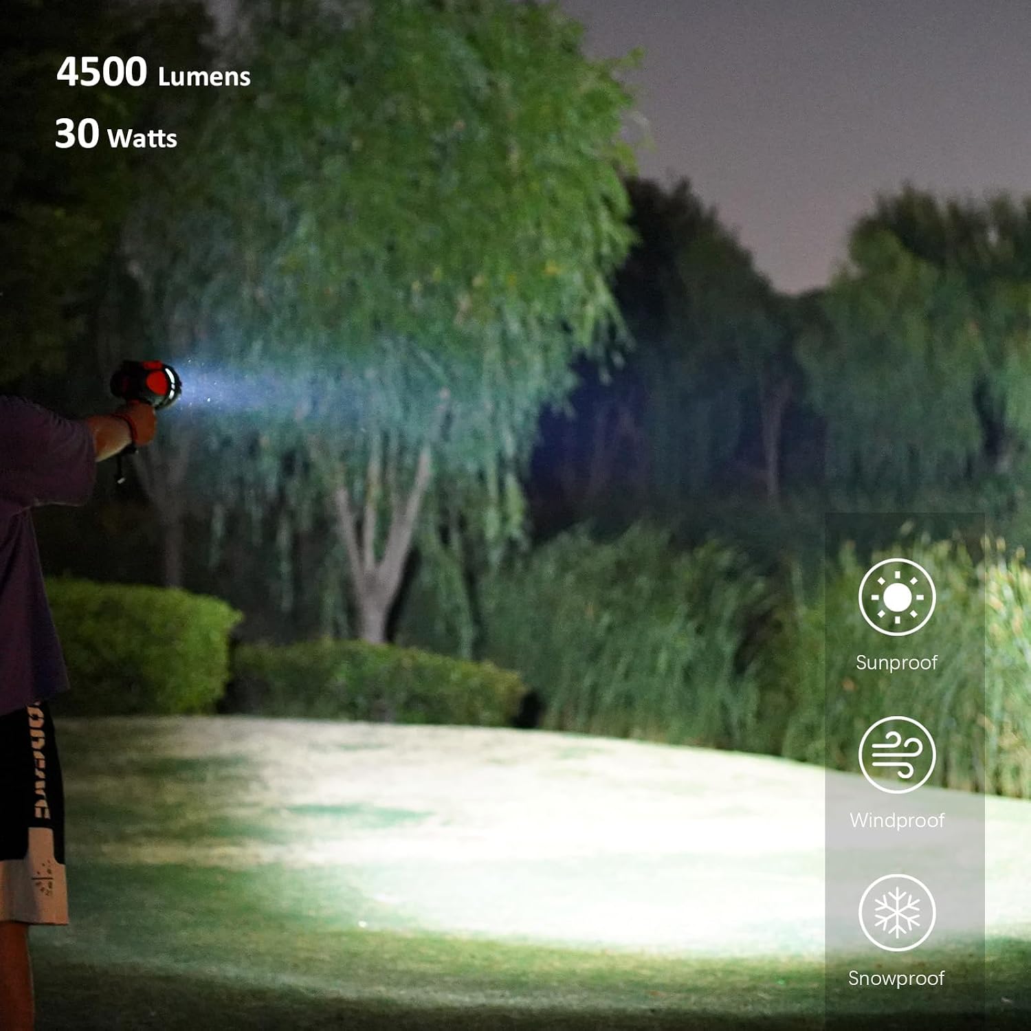 GOODSMANN LED Rechargeable Marine Handheld Spotlight up to 4500 Lumen Boat Spot Light Waterproof Searchlight Portable Flashlight with EVA Case USB Adapter Car Charger for Outdoor and Indoor Use