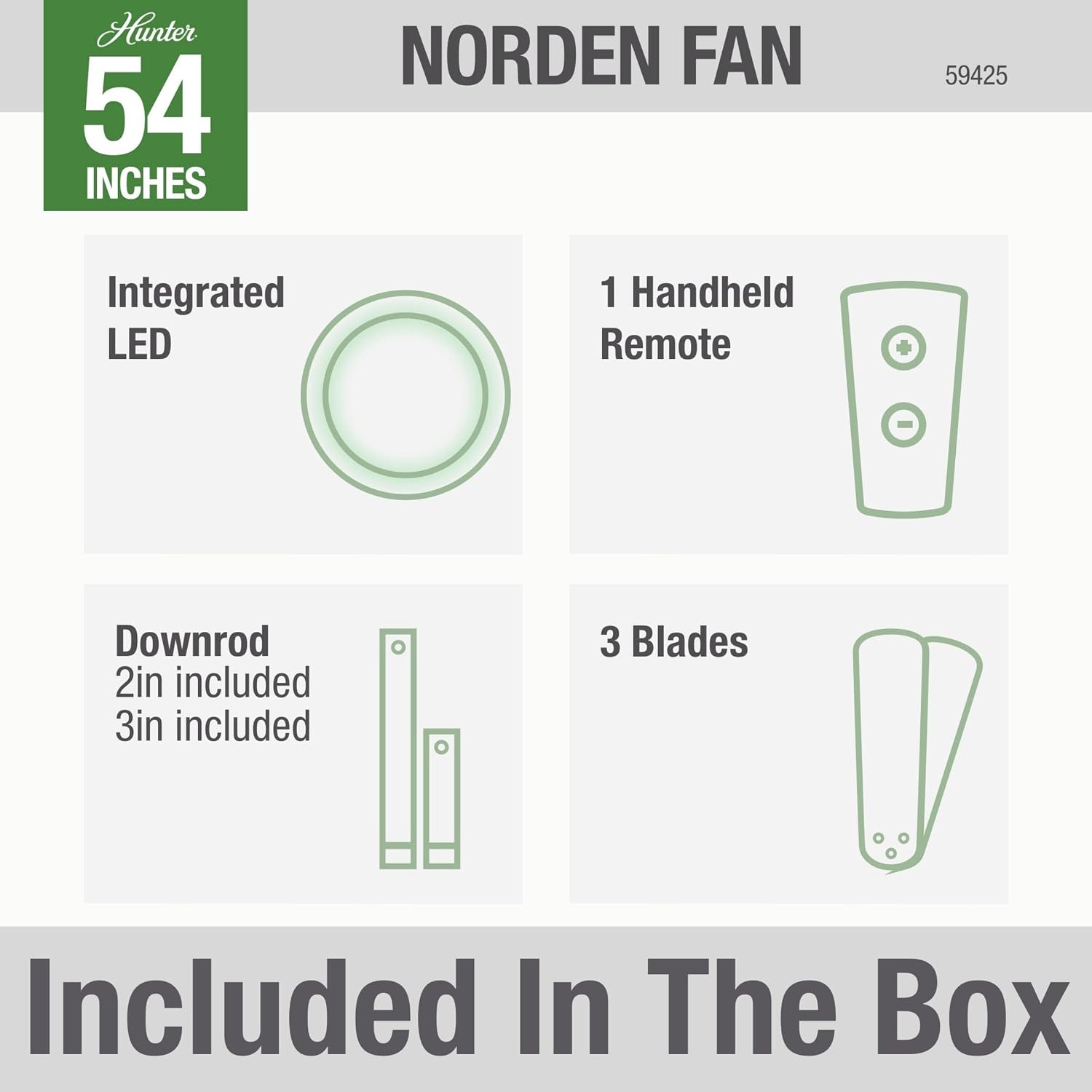 Hunter Fan Company 59425 Norden Ceiling Fan, 54, Satin Copper Finish