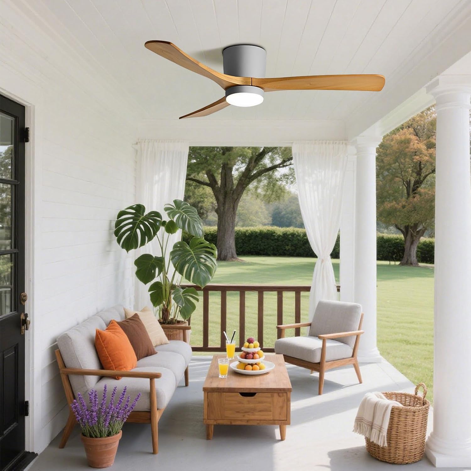 36in Nordic Indoor Ceiling Fan Light 12W LED Dimmable Fan Lights Living Room Dining Room Ceiling Lighs Fan Lighting 6 Gear Wind Speed Ceiling Fan With Light Wooden Fan Blades