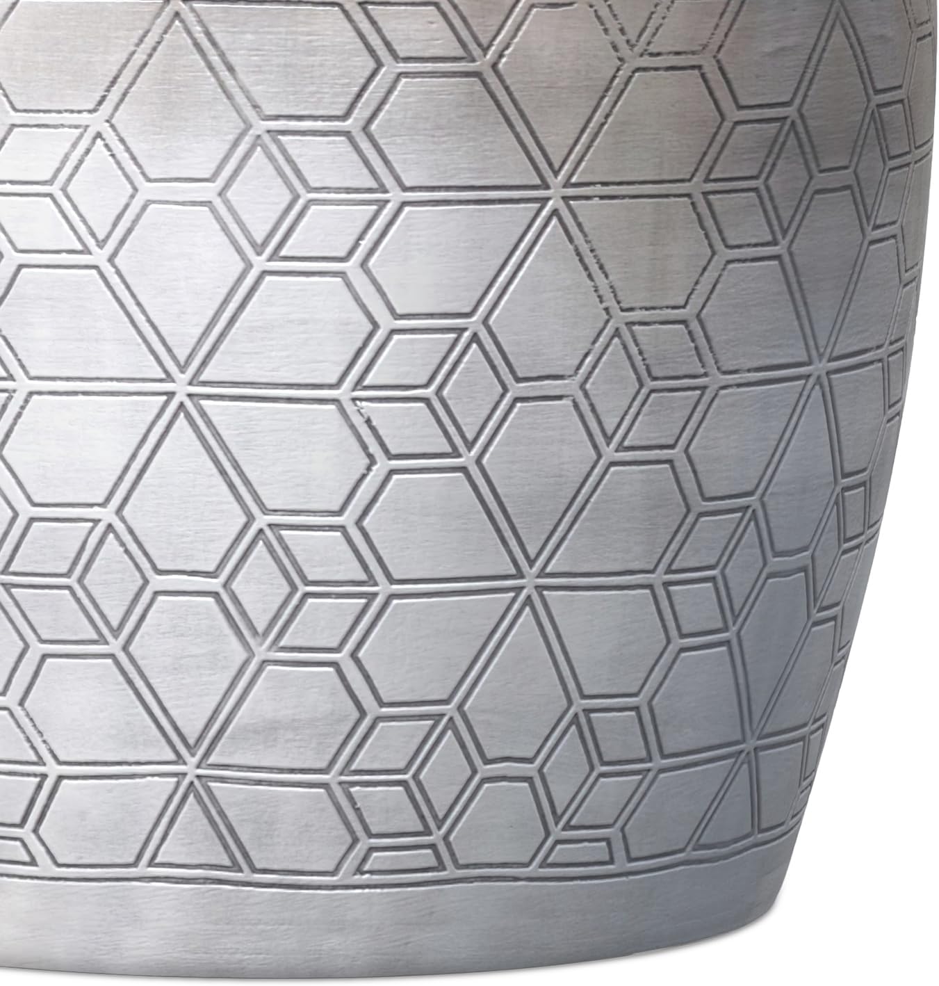 SIMPLIHOME Johnsen Metal Table - 15 inch Wide Solid Iron Round Accent Table in Antique Silver, Boho Side or End Table for Living Room or Bedroom with Etched Geometric Pattern, Assembled