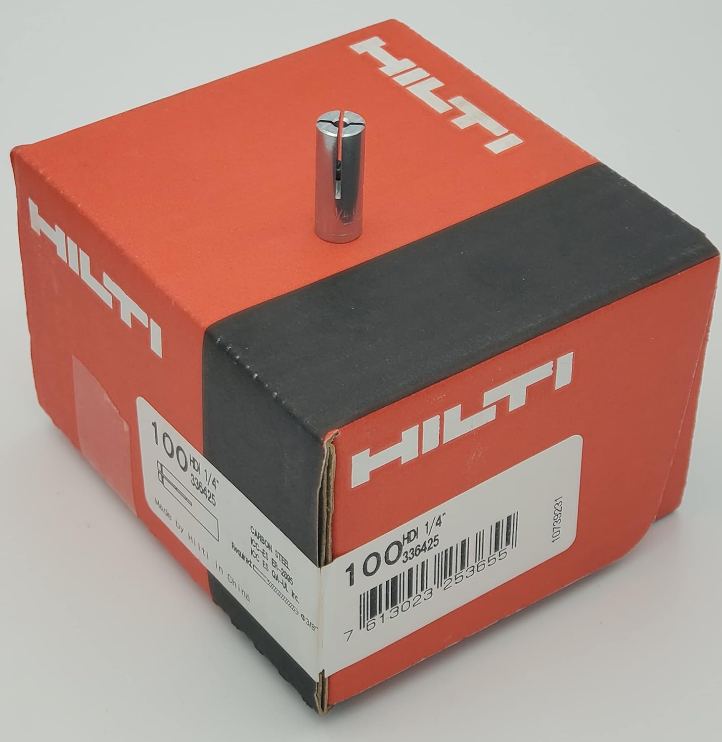 HILTI 100 pack HDV 1/4' Drop in Anchor, Steel, Zinc-plated, Internal thread size 1/4 in, Fastener Type Alloy Steel, Finish Type Plated