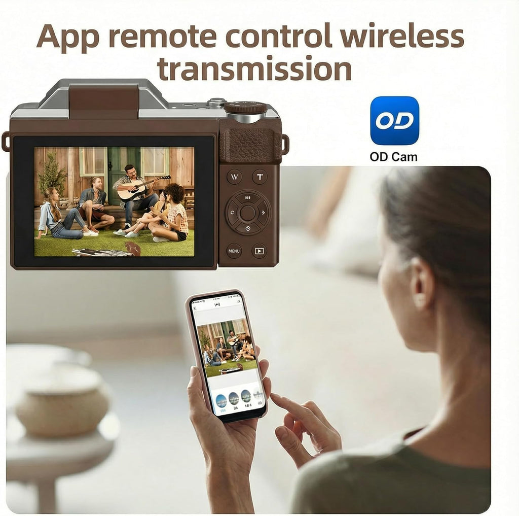 ORDRO Digital Camera, 4K Compact Camera, 6X Optical Zoom, 8MP Sensor, 2.8' 180° Flip Screen, Built-in Flash, WiFi, Suitable for Kids Teens Beginners