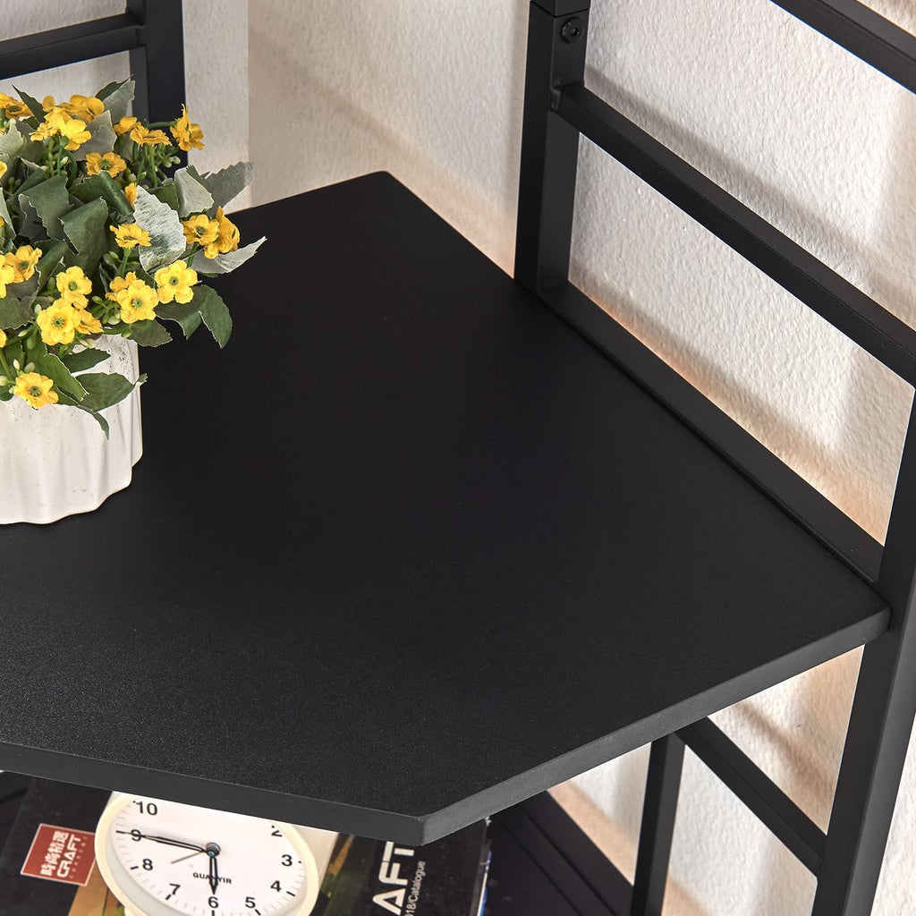 HOMISSUE Corner Shelf, 6 Tier Tall Narrow Bookshelf 76.9', Industrial Corner Bookcase with Storage for Home Office Living Room and Bedroom, Black