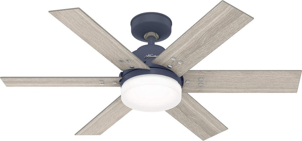 Hunter Fan 44 inch Casual Indigo Blue Indoor Ceiling Fan with LED Light Kit and Remote Control (Renewed)