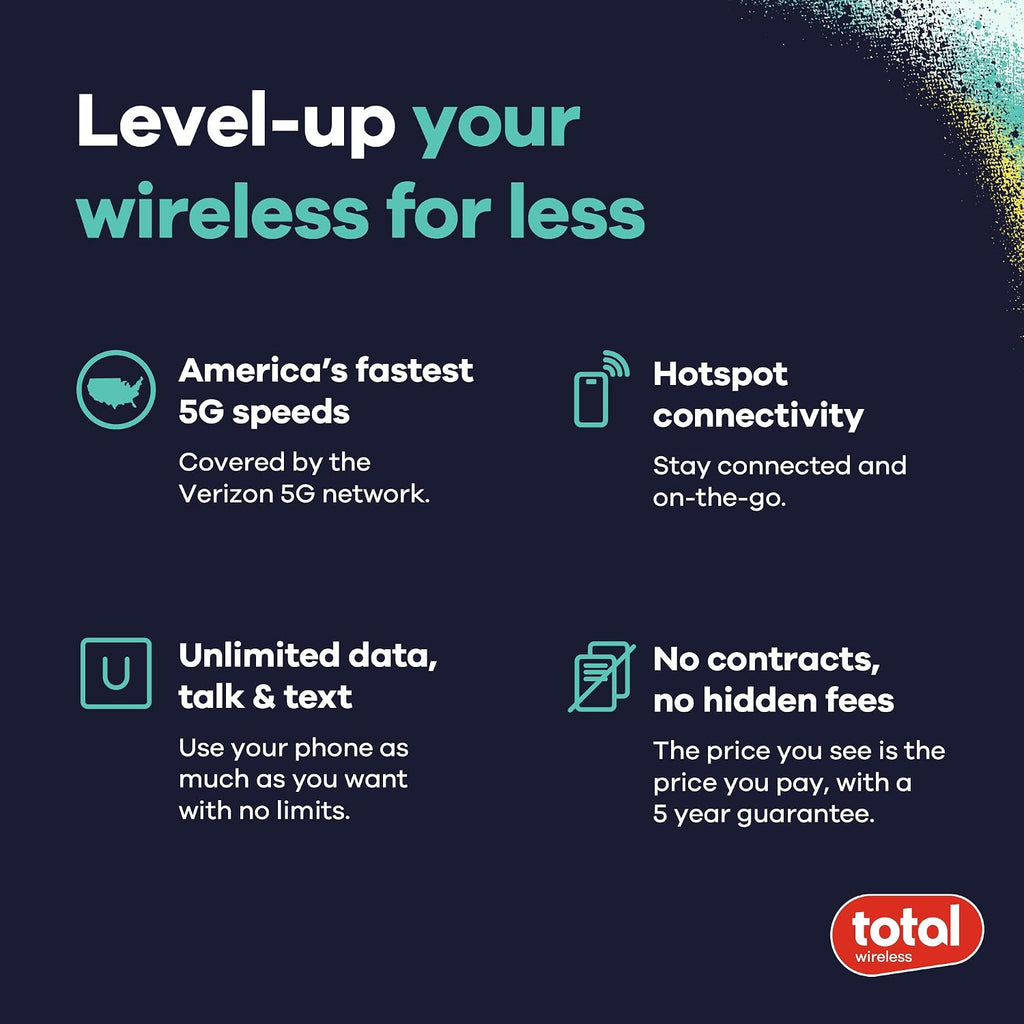 total wireless Samsung A15 5G Locked Prepaid Smartphone, 64GB, Black - Includes $55 Unlimited Talk, Text, & Data 30-Day Plan Upon Activation
