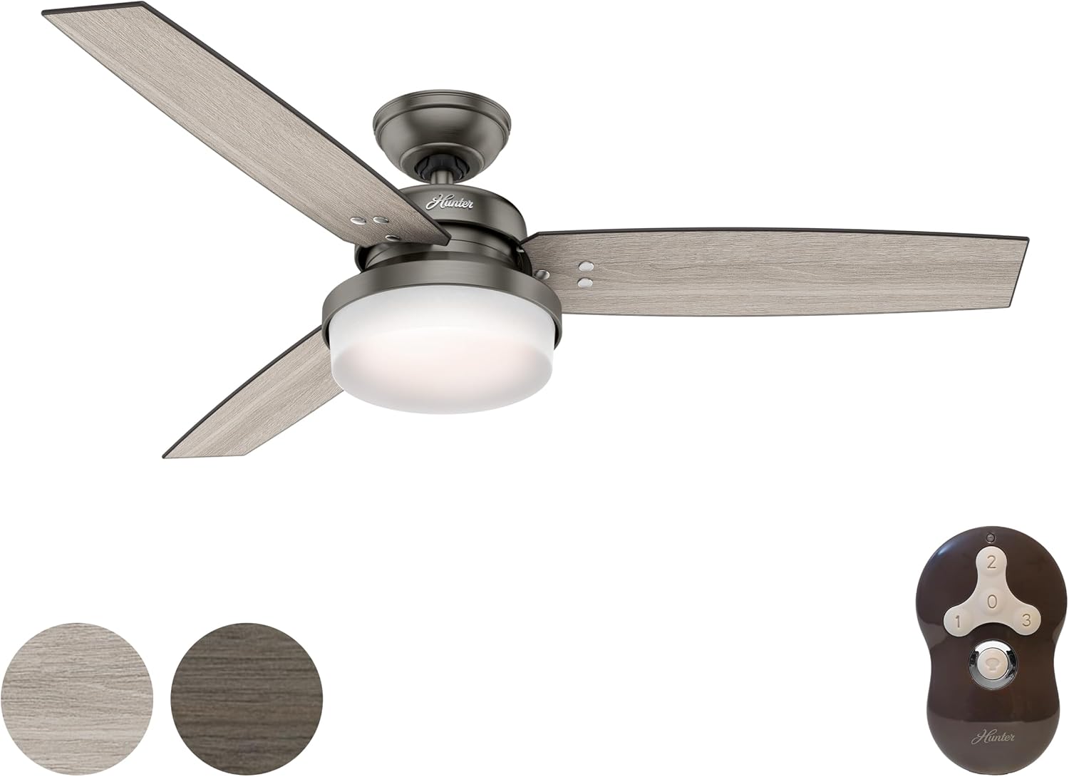 Hunter Fan 52 inch Brushed Slate Contemporary Ceiling Fan with LED Light Kit and Remote Control (Renewed)