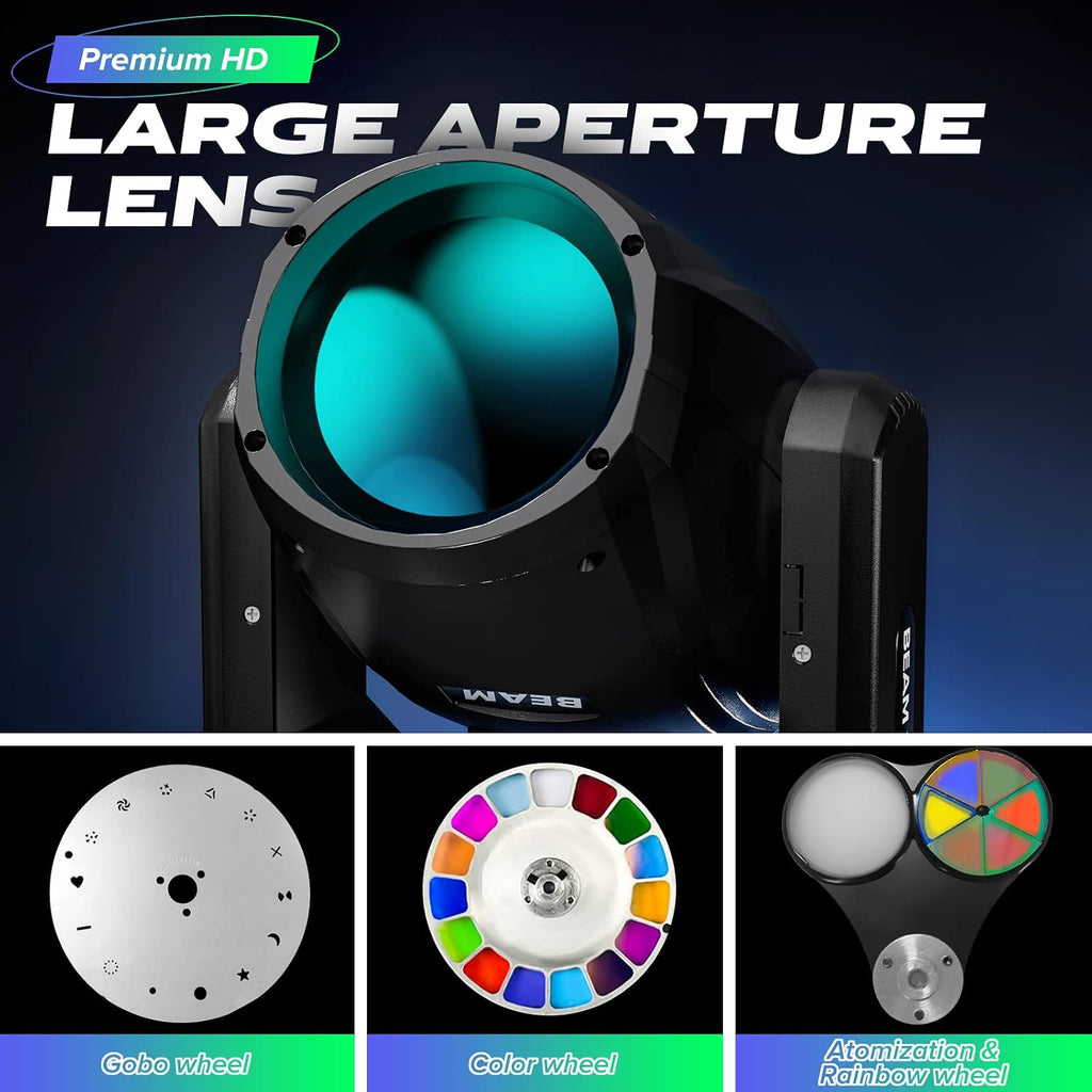 6PCS Moving Head Light 280W 10R WZYBUTA LED Beam Stage Lights DJ Lights 17 Gobos 15 Colors DMX512 Prism Rainbow Effect Spotlights Sound Activtaed for Bar Disco Wedding Concert Lighting