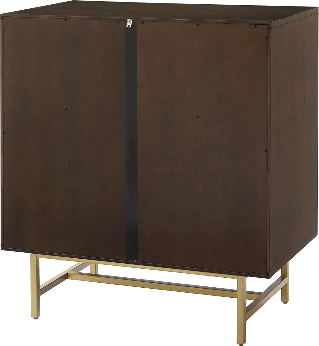 Crosley Furniture Blair Bar Cabinet with Storage Shelves and Wine Rack, Dark Brown/Gold