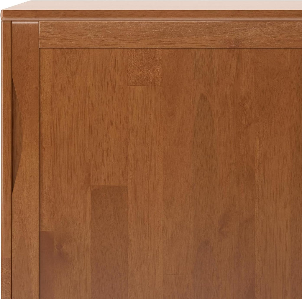 SIMPLIHOME Harper Solid Wood 48 inch Storage Cabinet in Teak Brown (Set of 2) for the Living Room, Entryway and Family Room