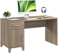 Bush Home 54-Inch Office Desk with Drawer and Storage Cabinet, Computer Desk with Box Drawer and Adjustable Shelf, Home Office Workstation Furniture, Somerset Collection, Ash Gray