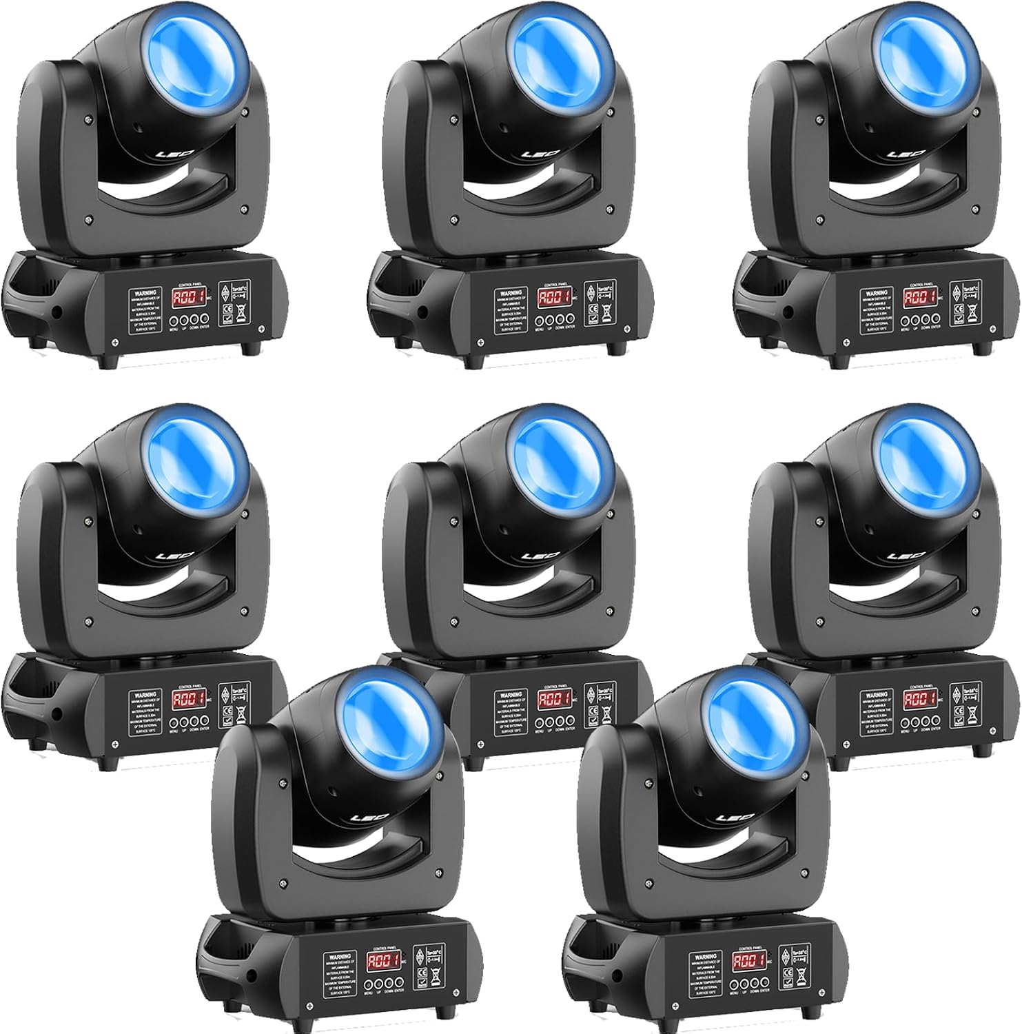 8-Pack HOLDLAMP 120W Moving Head DJ Lights,18-Facet Prism Stage Lighting 8 Gobos and 8 Colors Spotlight with DMX and Sound Activated Modes