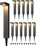 EDISHINE Low Voltage Pathway Lights Wired, 3000K 3.2W 50,000Hrs Waterproof LED Outdoor Landscape Lighting with Connectors, 12V Modern Cast-Aluminum Landscape Path Lights for Walkway Garden, 12 Pack