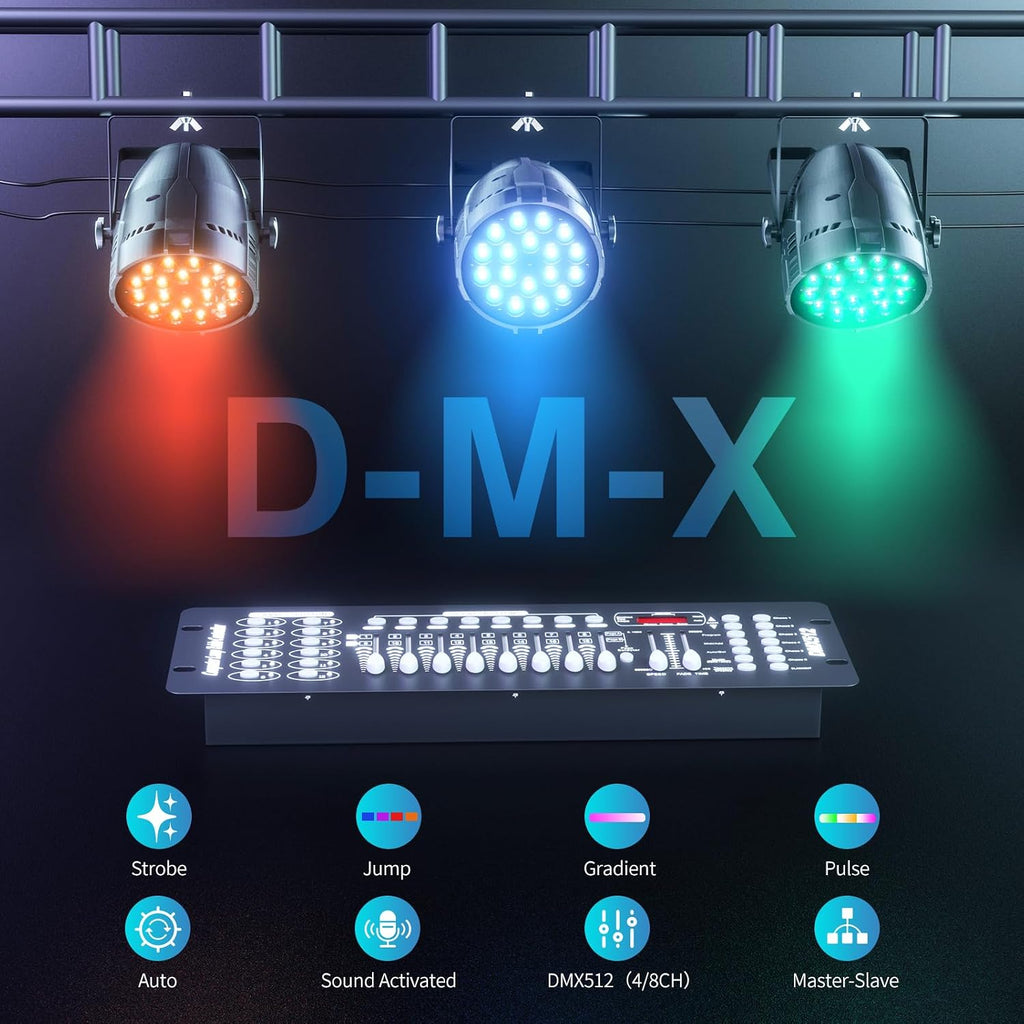 200 W Stage Par Lights, RGBL 4-in-1 LED Par Can Light with DMX512 Sound Activated Controlled Aluminum LED Uplights, Stage Lights for Parties DJ Wedding Festival Events Church Theater(2 Pack)