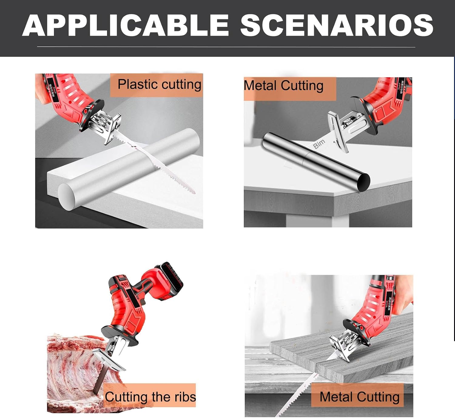 Cordless Bone Saw Machine, Electric Reciprocating Saw, Fast Cutting of Meat Bones and Wood, Electric Meat Bone Saw,Handheld Cordless Tools, Low Vibration, Weight About 2 Kg (1 Battery)
