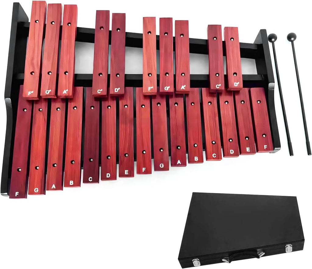 Marimba Wooden Xylophone 25 key,Úvod do hudby with Carrying Case | Accurate tone;Made of solid wood;Waterproof protective case