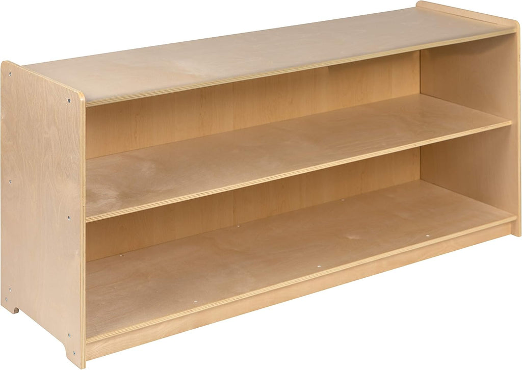 Flash Furniture Hercules Wooden 2 Section School Classroom Storage Cabinet for Commercial or Home Use - Safe, Kid Friendly Design - 24'H x 48'L (Natural)