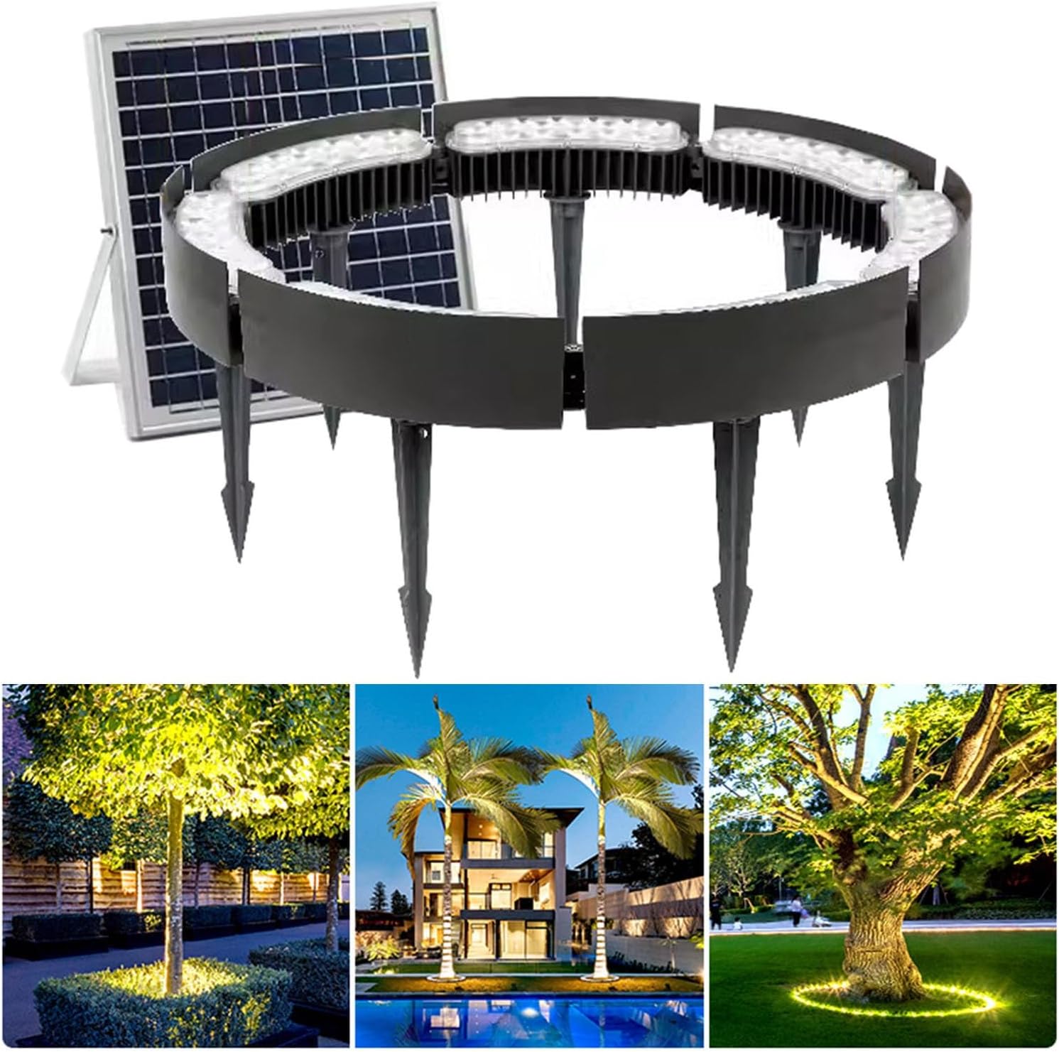 Outdoor Landscape Spotlights Solar Garden Lights, Low Voltage Landscape Tree Ring Lights, Landscape Spotlights, for Palm Tree (Gold 2000k Pack of 7)