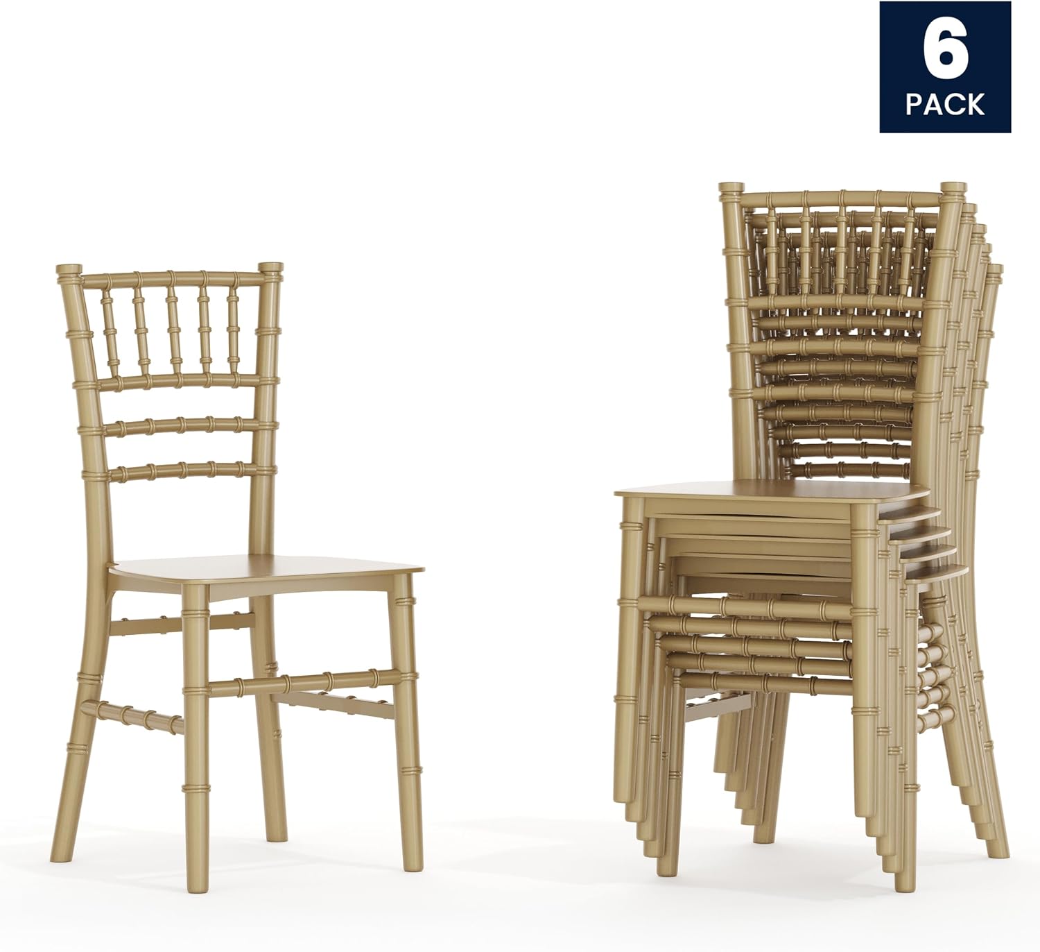 Flash Furniture Hercules 6 Pack Child's Gold Resin Party and Event Chiavari Chair for Commercial & Residential Use