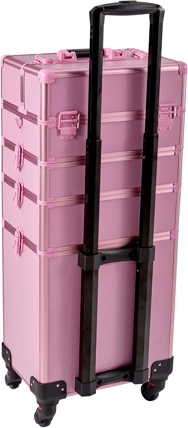 Train Case Rolling 5-in-1 with nail polish holder Portable Makeup Professional Cosmetic Organizer Makeup Traveling case Trolley Cart Trunk