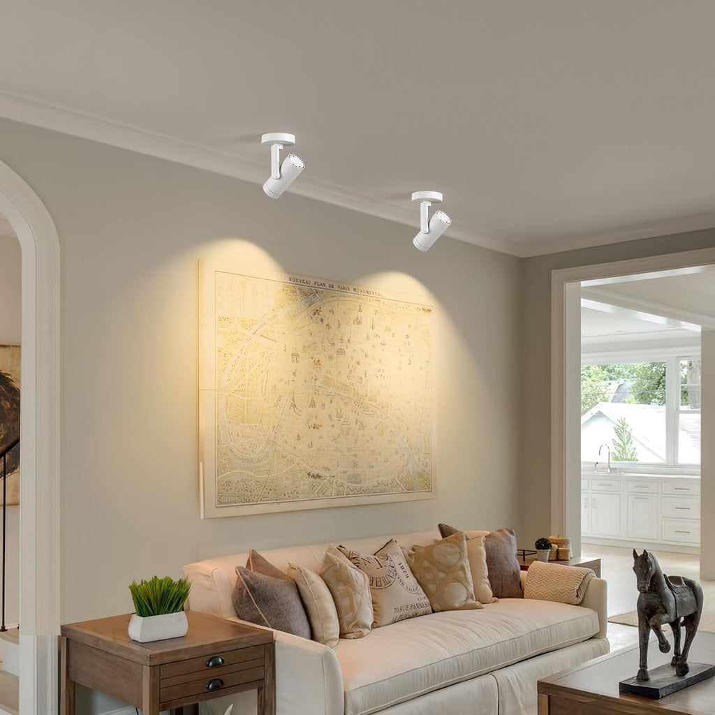 12W LED Dimmable Zoomable Ceiling Spotlight Indoor – Adjustable Surface Mount Accent Light for Home Corridor, Picture, Plants & Artwork | Warm White 3000K CRI 97, White 4 Packs