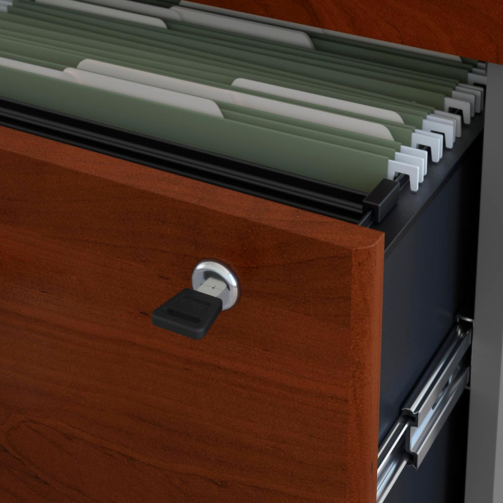 Bush Business Furniture Series C 2 Drawer Lateral File Cabinet in Hansen Cherry, Locking Document Storage for Home or Professional Office