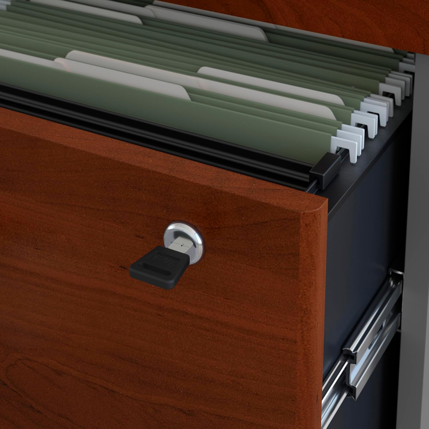 Bush Business Furniture Series C 2 Drawer Lateral File Cabinet in Hansen Cherry, Locking Document Storage for Home or Professional Office