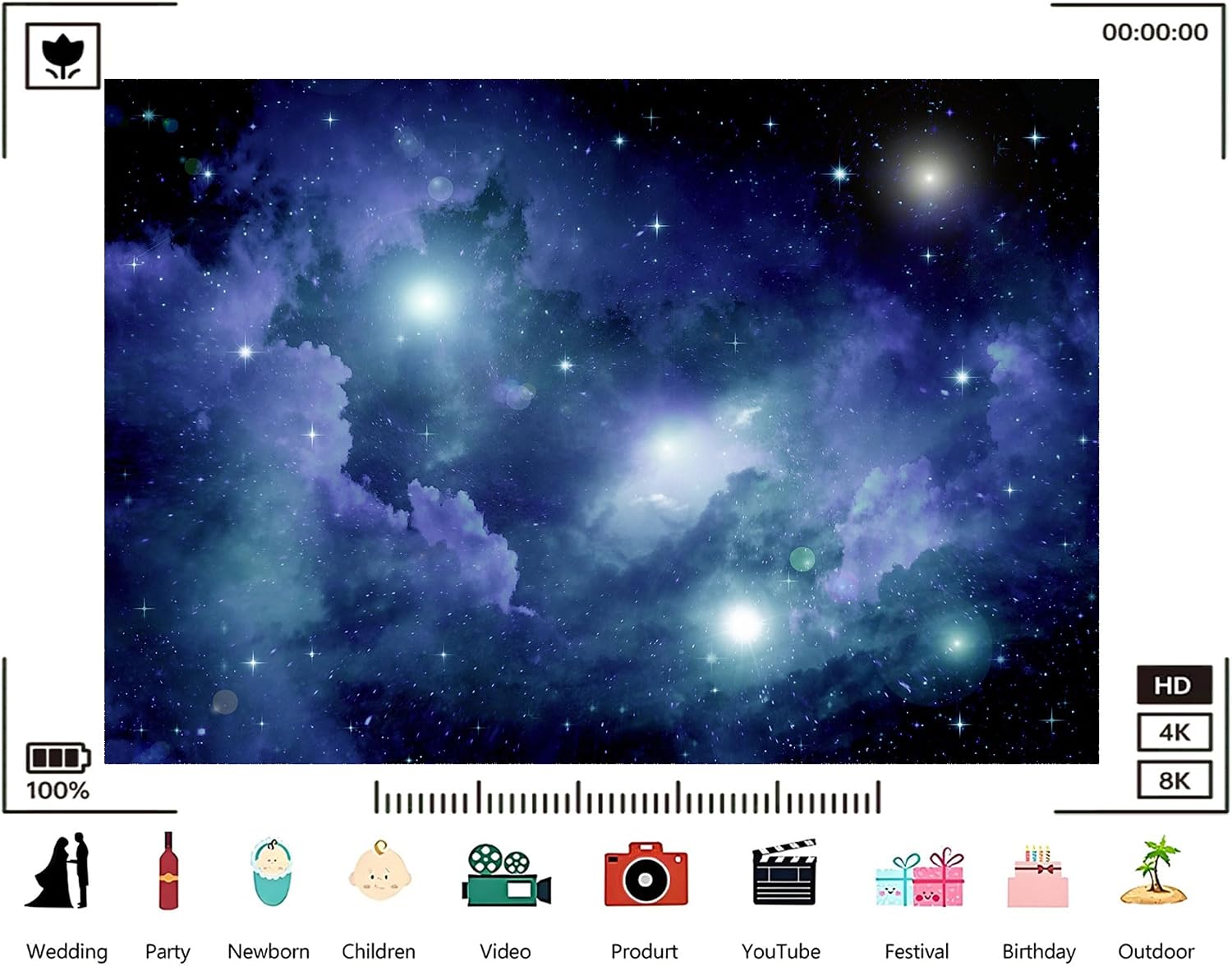 Trykid 20x10ft Purple Galaxy Nebula Starry Backdrop Night Sky Cosmic Cloud Celestial Photography Background Stargazing Dreamy Gathering Party Decoration Tapestry Photo Booth Prop Fabric