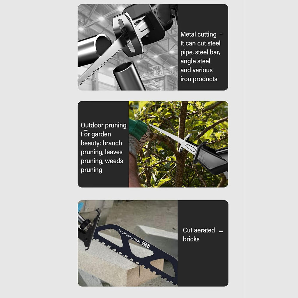Cordless Reciprocating Saw, 88V Brushless Handheld Reciprocating Saw with 4000mAh Battery 0 to 3500SPM for Wood Metal Plastic 4 Blades Included (US Plug 100-240V)