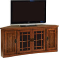 Leick Home 60 in Corner TV Stand, Solid Wood, Adjustable Shelves, Easy Assembly, Mission Style, Blackened Hardware, Medium Oak, 56 in W x 20 in D x 25 in H, 82386
