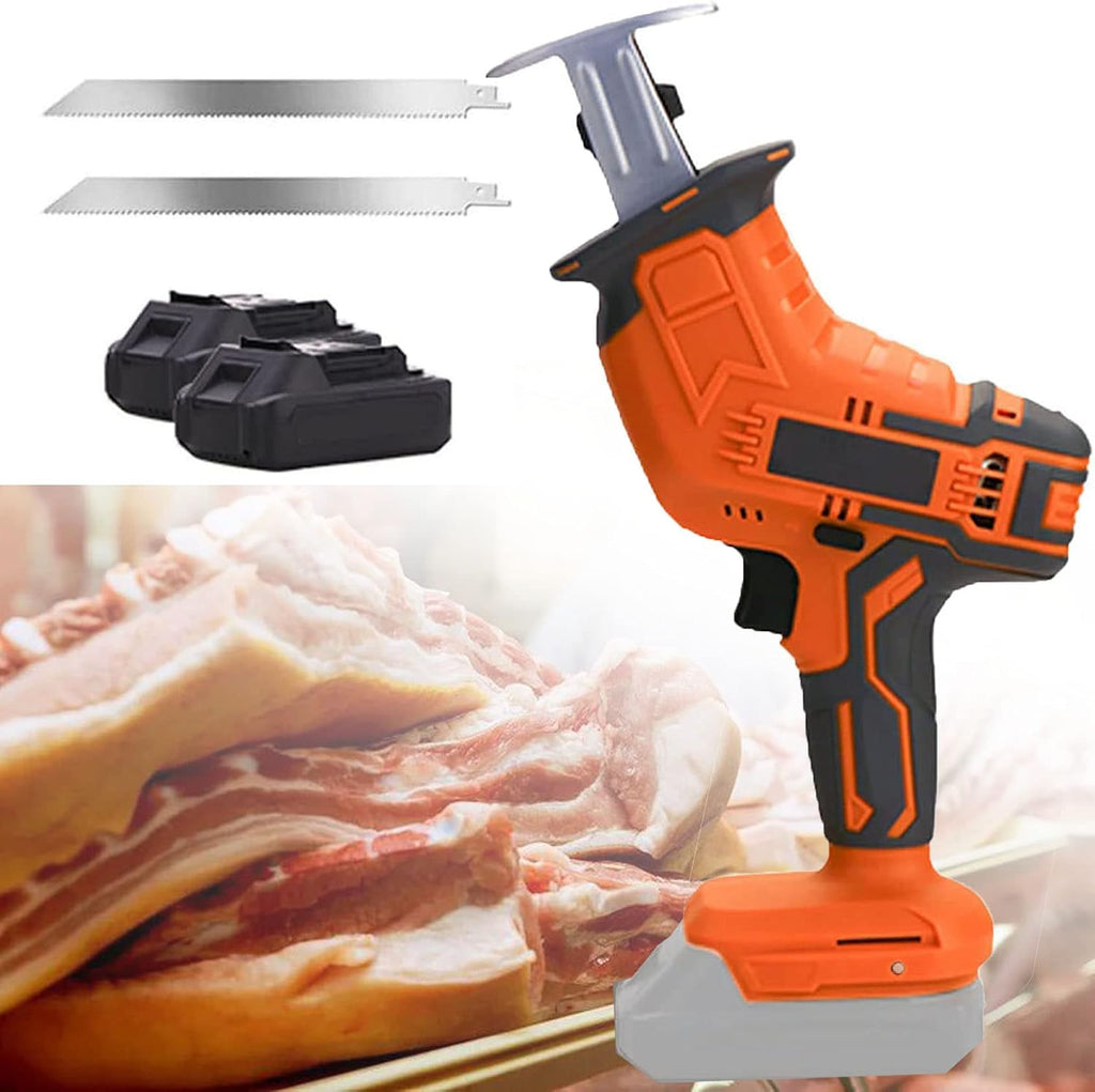 Electric Bone Saw Professional Butcher Bone Saw, Multifunctional Reciprocating Saw, Battery Powered,Bone Saw Cordless for Commercial Home (2battery+2sawtooth)