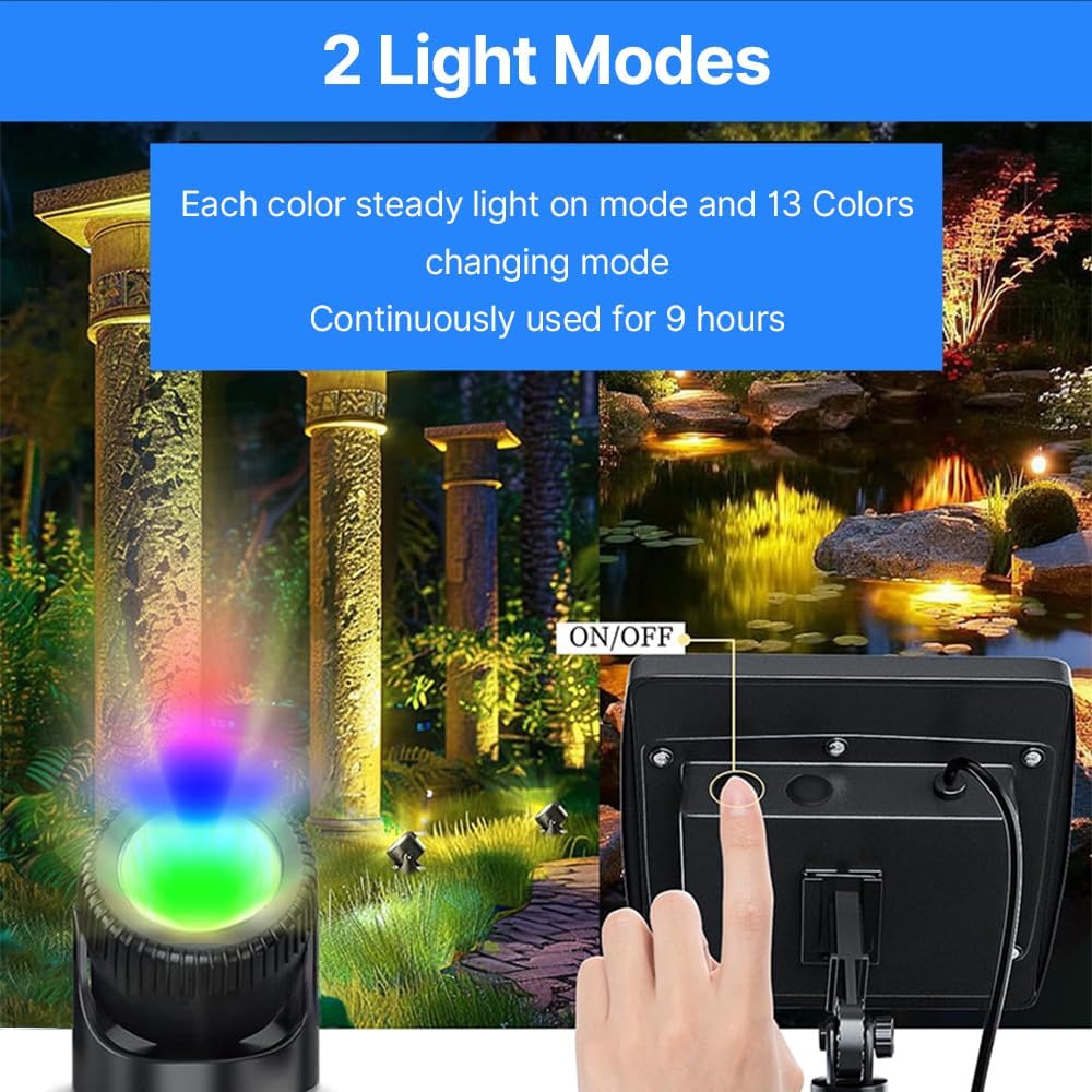 flexman Set of 6 Solar Pond Light, 6V 4W Solar RGB LED Submersible Fountain Lights with 16.4Ft Cord, Water Proof Adjustable Underwater Landscape Spotlights for Pool Garden Yard (Colorful Light)
