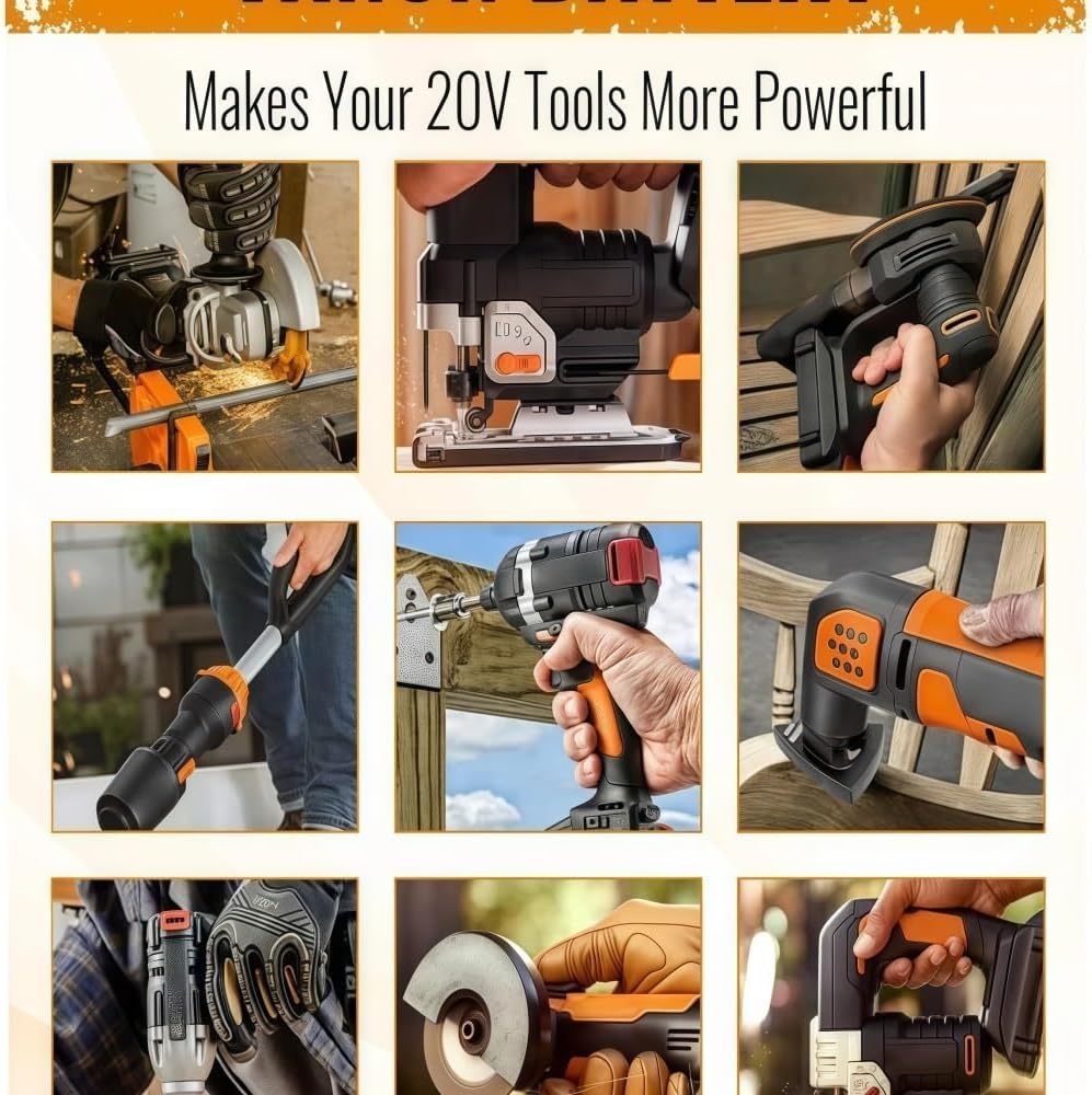18V/20V Li-Ion Replacement Battery Compatible with Worx WA3551 WA3553 WA3570 WA3512 WG163 WG261 WG549 Leaf Blower String Trimmer Chainsaw Reciprocating Saw Cordless Power Tool(5.0ah)