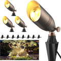 Solid Brass 12V Low Voltage Wired Landscape Lighting,Heavy-Duty Waterproof Outdoor Electric LED Spotlights Fixtures for Yard, Tree & Garden, Bronze Uplights, MR16 Bulb Not Included (Classic, 4 Pack)