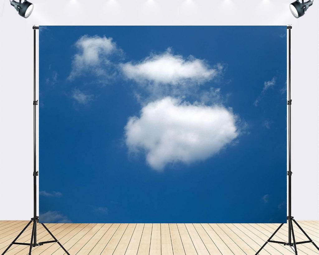 Trykid 20x10ft Blue Sky White Clouds Backdrop Natural Scenery Theme Clear Sky Clouds Photography Background Newborn Christening Wedding Birthday Party Decoration Photo Prop Fabric